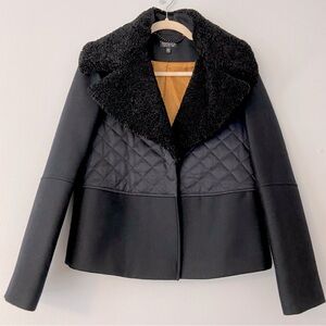 NWOT Topshop Quilted Twill Chenille Collar Jacket